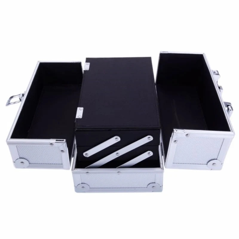 Portable Top-opening With Mirror, Aluminum Alloy, Silver Color, Makeup Box, SM-2176