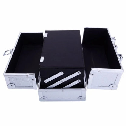 Portable Top-opening With Mirror, Aluminum Alloy, Silver Color, Makeup Box, SM-2176